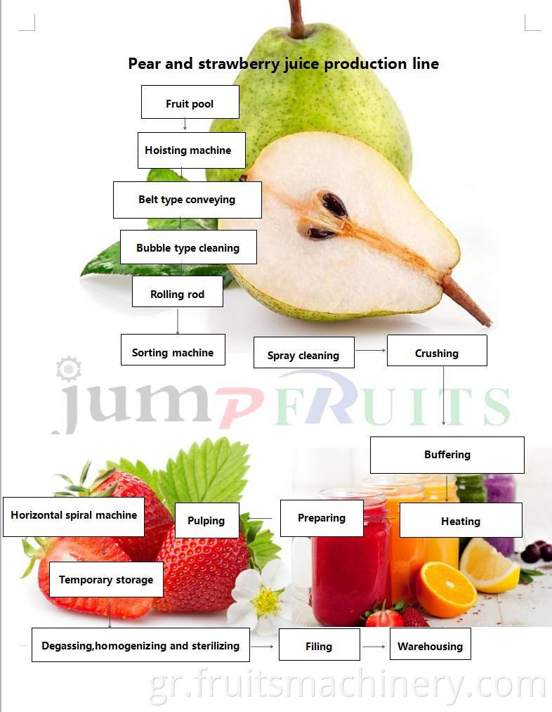 pear and strawberry juice production line